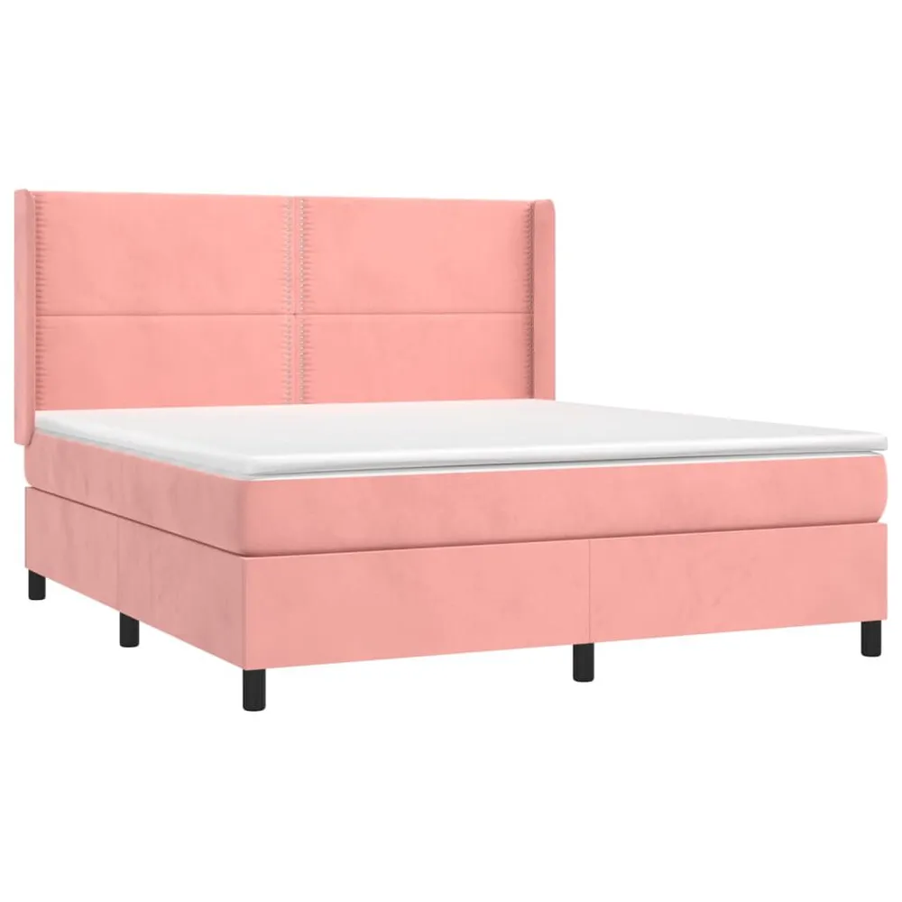 Cama com molasemcolchão 160x200 cm veludo rosa para Uso Adulto