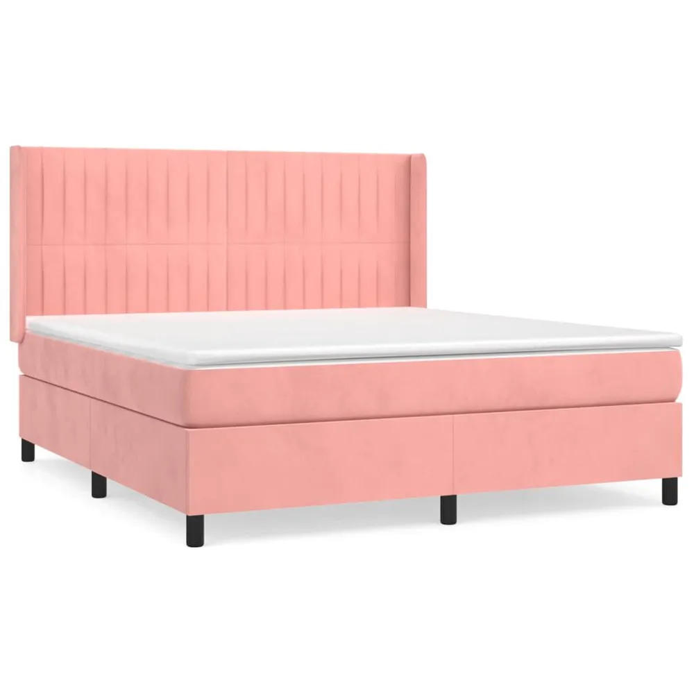 Cama com molasemcolchão 160x200 cm veludo rosa para Noites Frias
