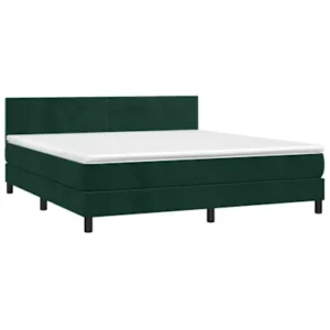 Cama com molasemcolchão 160x200 cm veludo verde-escuro com Capa Inclusa