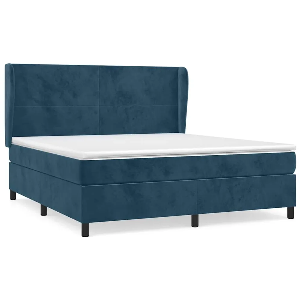 Cama com molasemcolchão 180x200 cm veludo azul-escuro - 90% Pluma