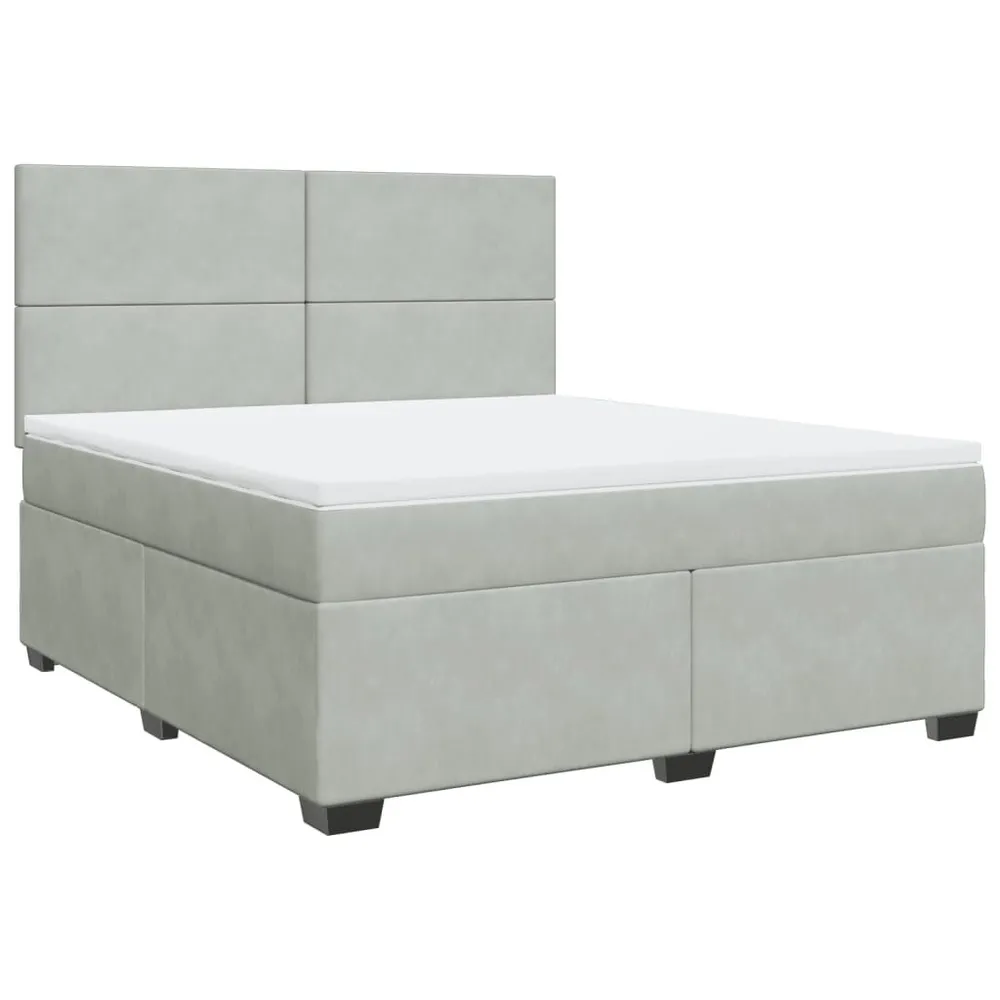 Cama com molasemcolchão 180x200 cm veludo cinzento-claro para Noites Frias