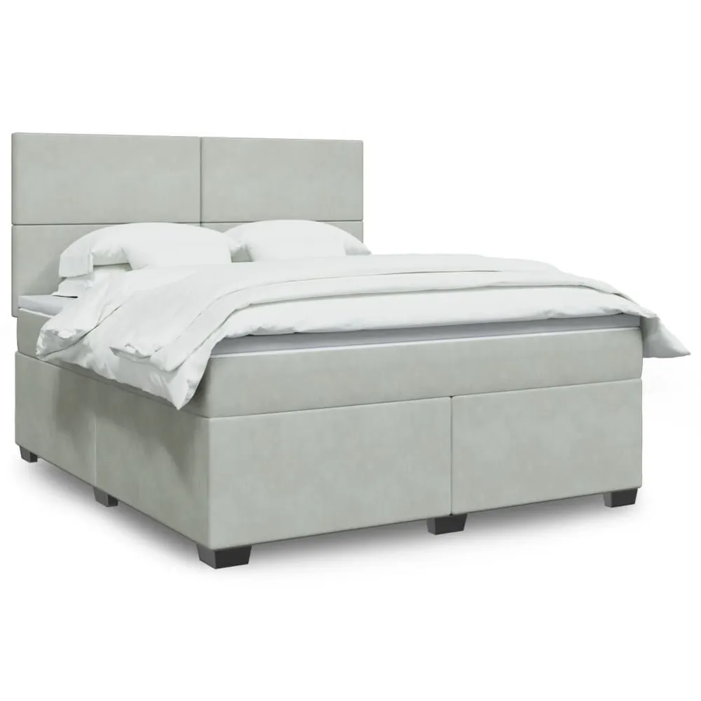 Cama com molasemcolchão 180x200 cm veludo cinzento-claro para Noites Frias