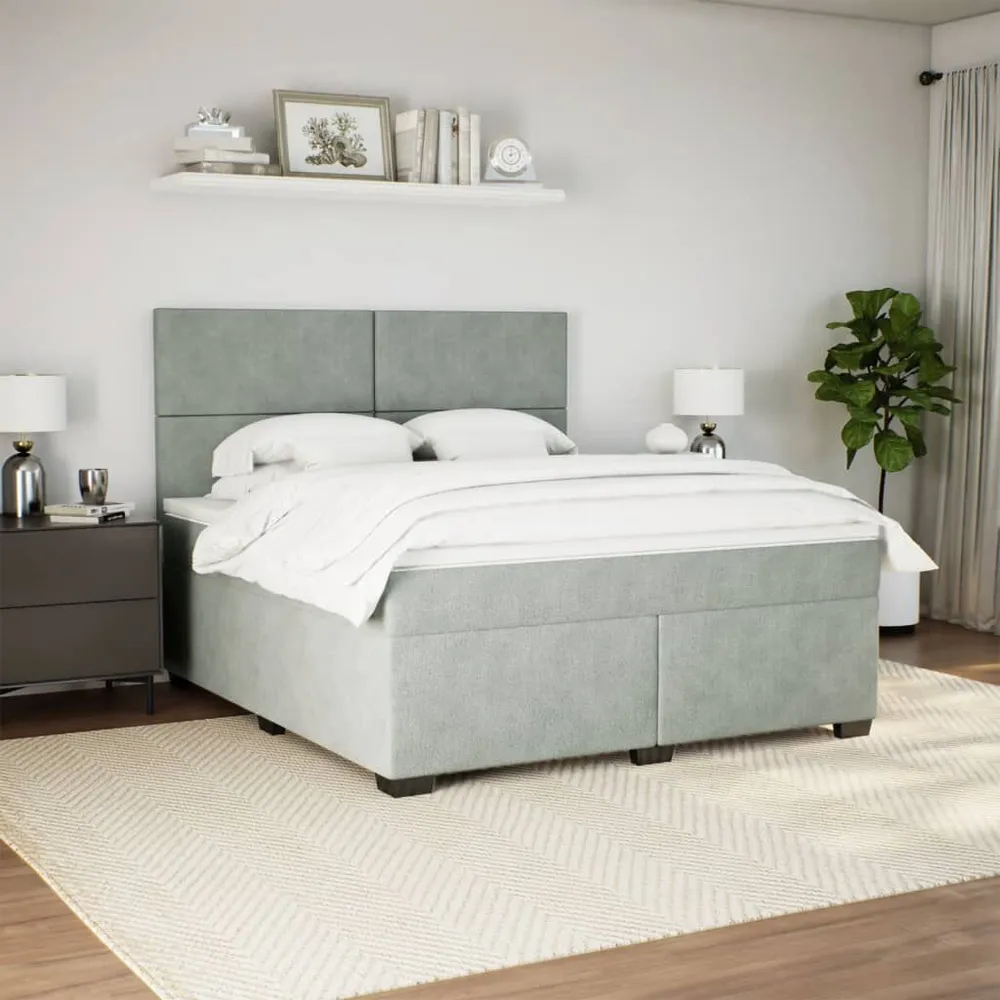 Cama com molasemcolchão 180x200 cm veludo cinzento-claro para Noites Frias