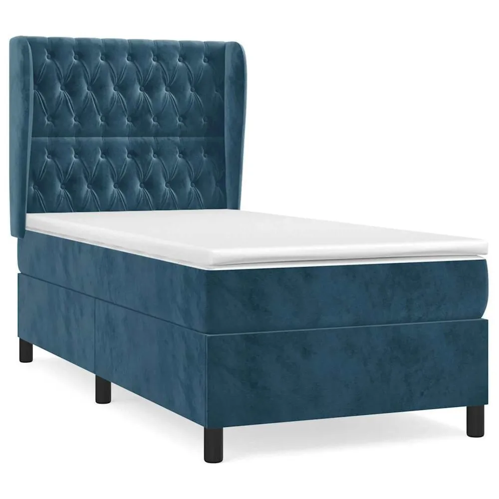 Cama com molasemcolchão 80x200 cm veludo azul-escuro com Camada Extra