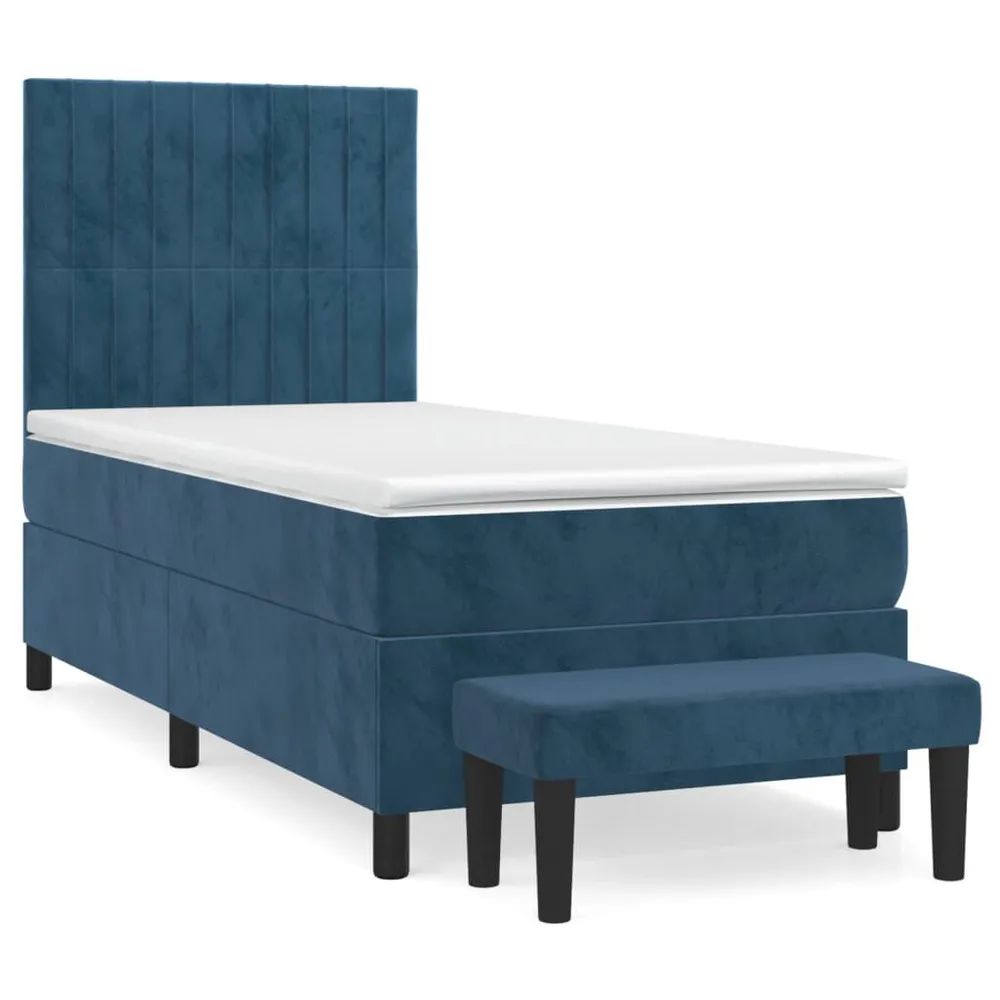 Cama com molasemcolchão 80x200 cm veludo azul-escuro com Isolamento Térmico