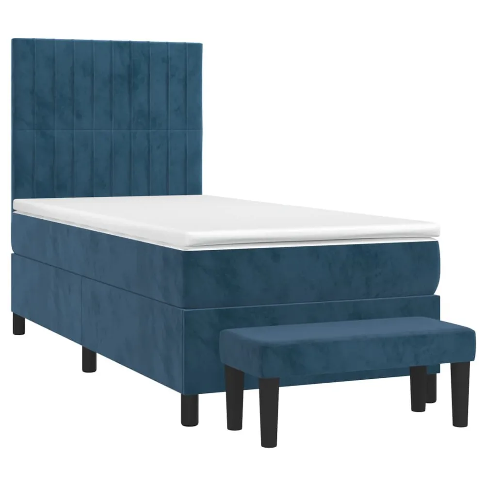 Cama com molasemcolchão 80x200 cm veludo azul-escuro com Isolamento Térmico