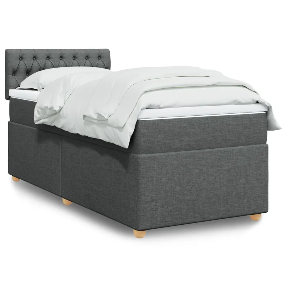 Cama com molasemcolchão 90x190 cm tecido cinza-escuro from Portugal