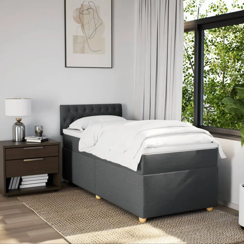 Cama com molasemcolchão 90x190 cm tecido cinza-escuro from Portugal