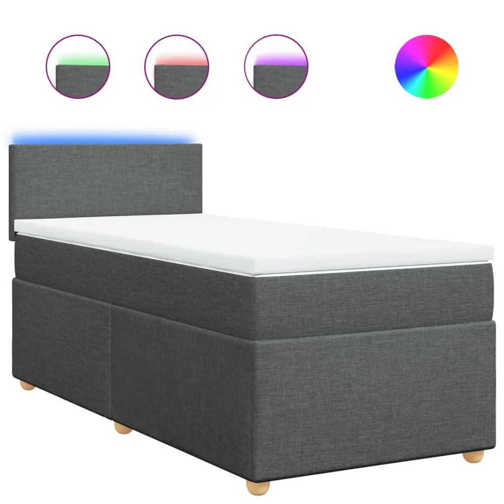Cama com molasemcolchão 90x190 cm tecido cinza-escuro com Fecho Total