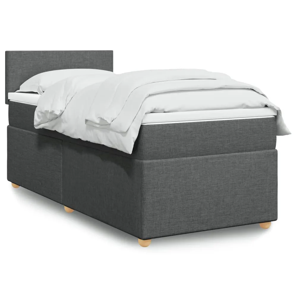 Cama com molasemcolchão 90x190 cm tecido cinza-escuro com Fecho Total