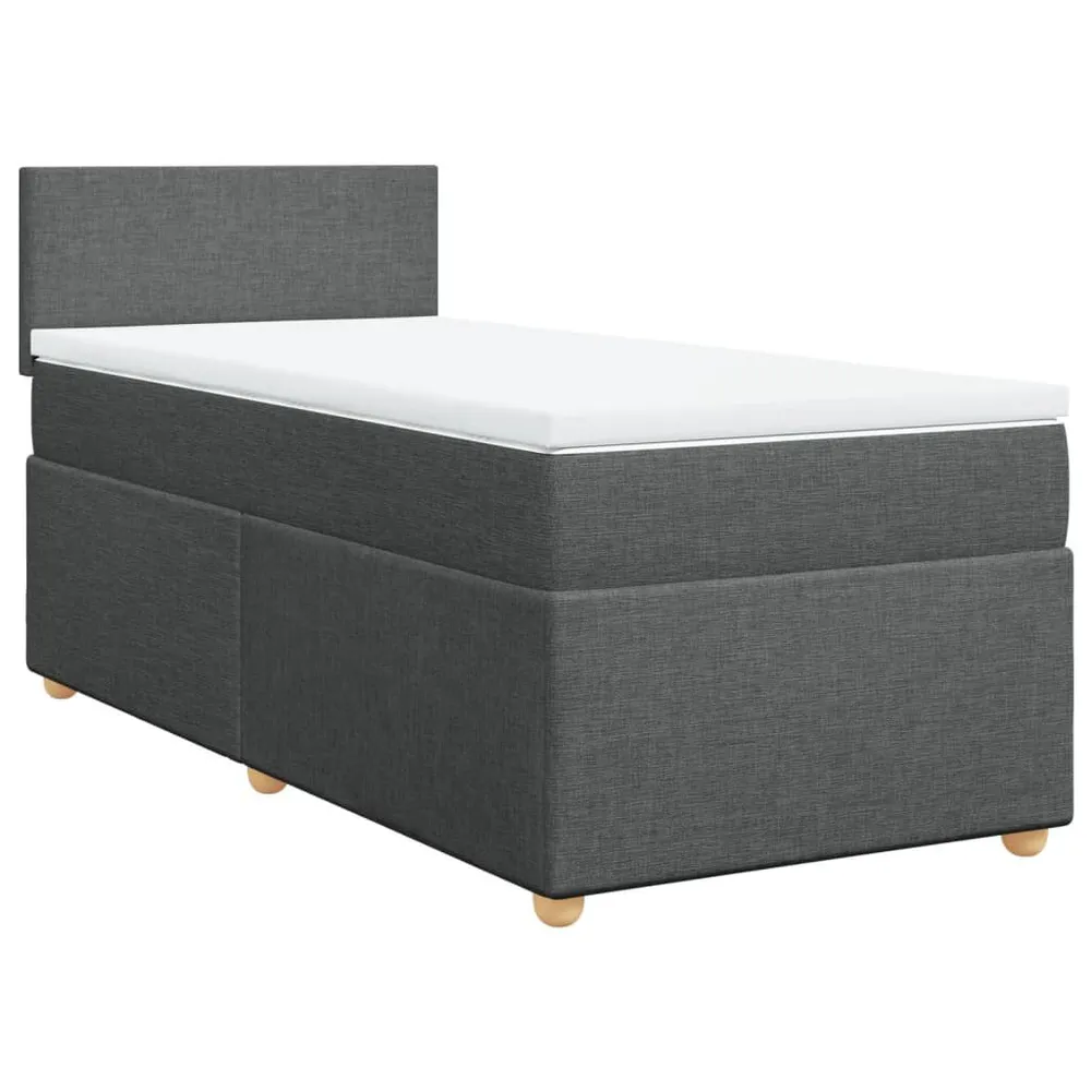 Cama com molasemcolchão 90x190 cm tecido cinza-escuro com Fecho Total