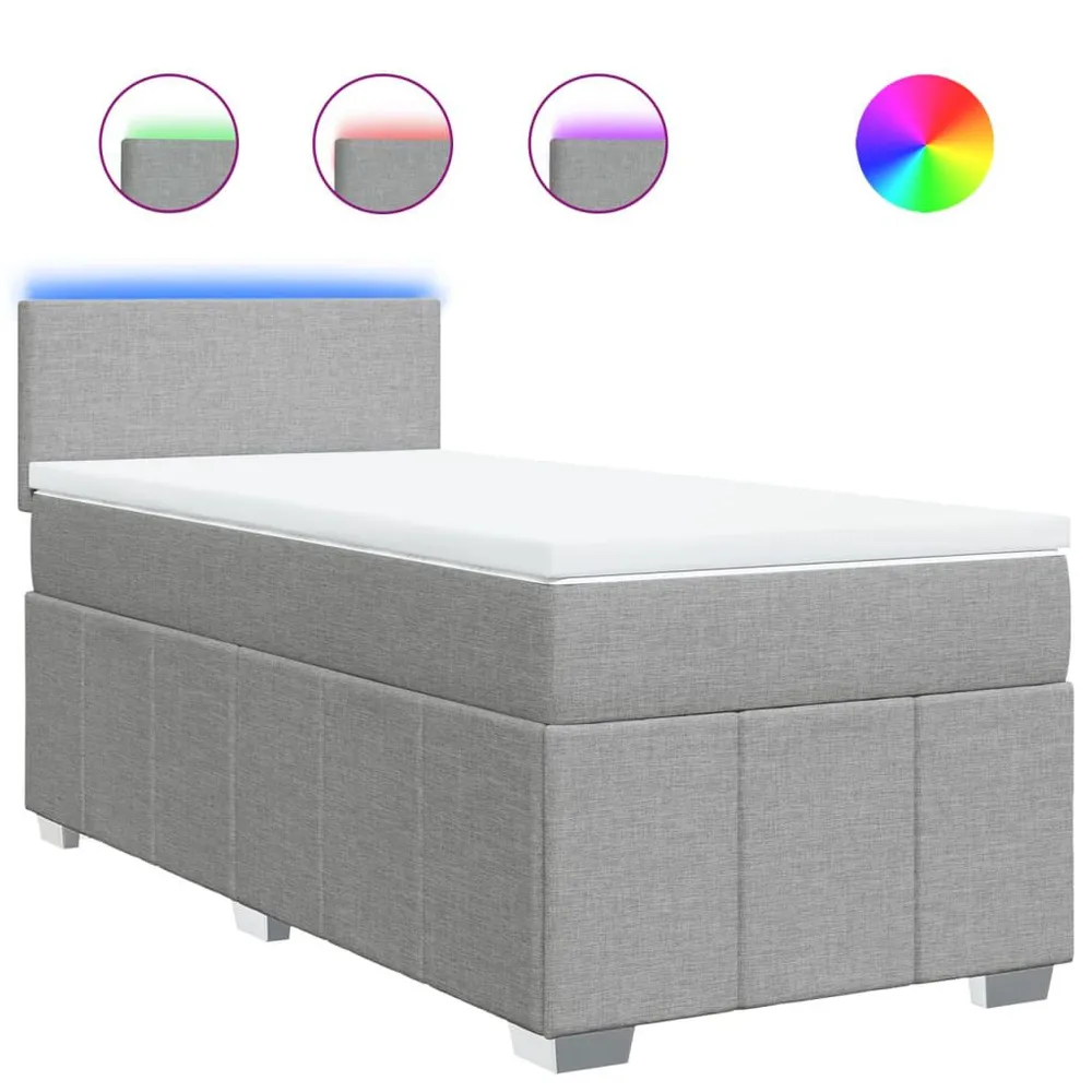Cama com molasemcolchão 90x190 cm tecido cinzento-claro - 90% Pluma