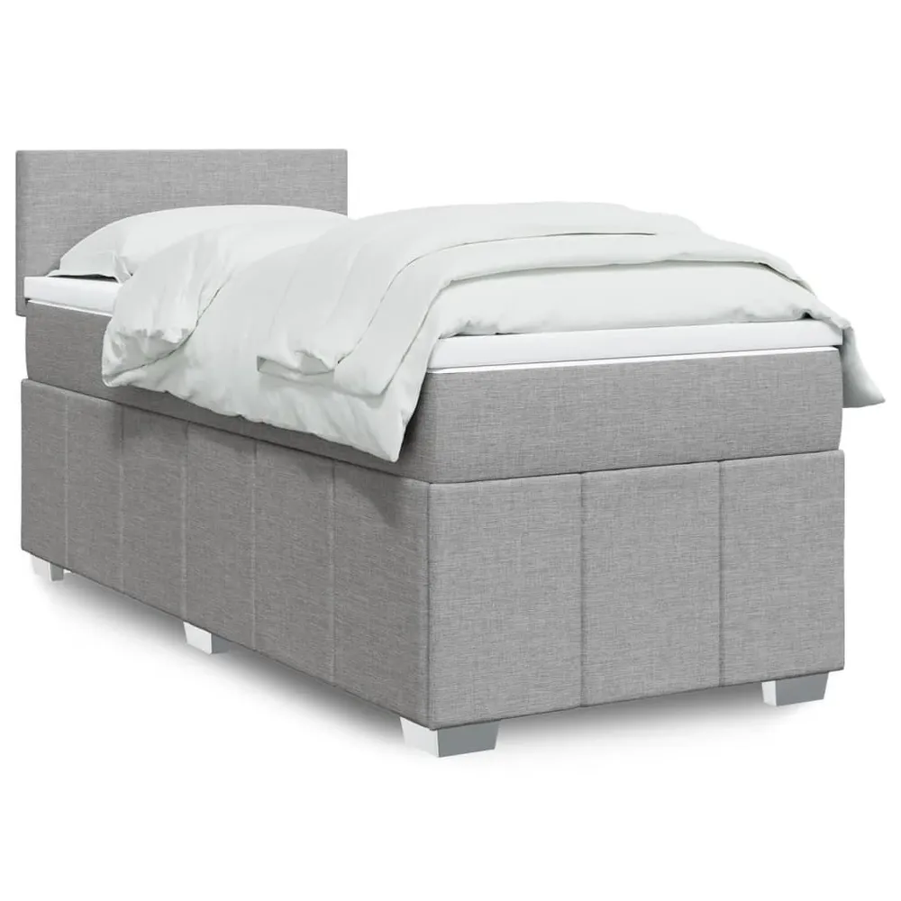 Cama com molasemcolchão 90x190 cm tecido cinzento-claro - 90% Pluma