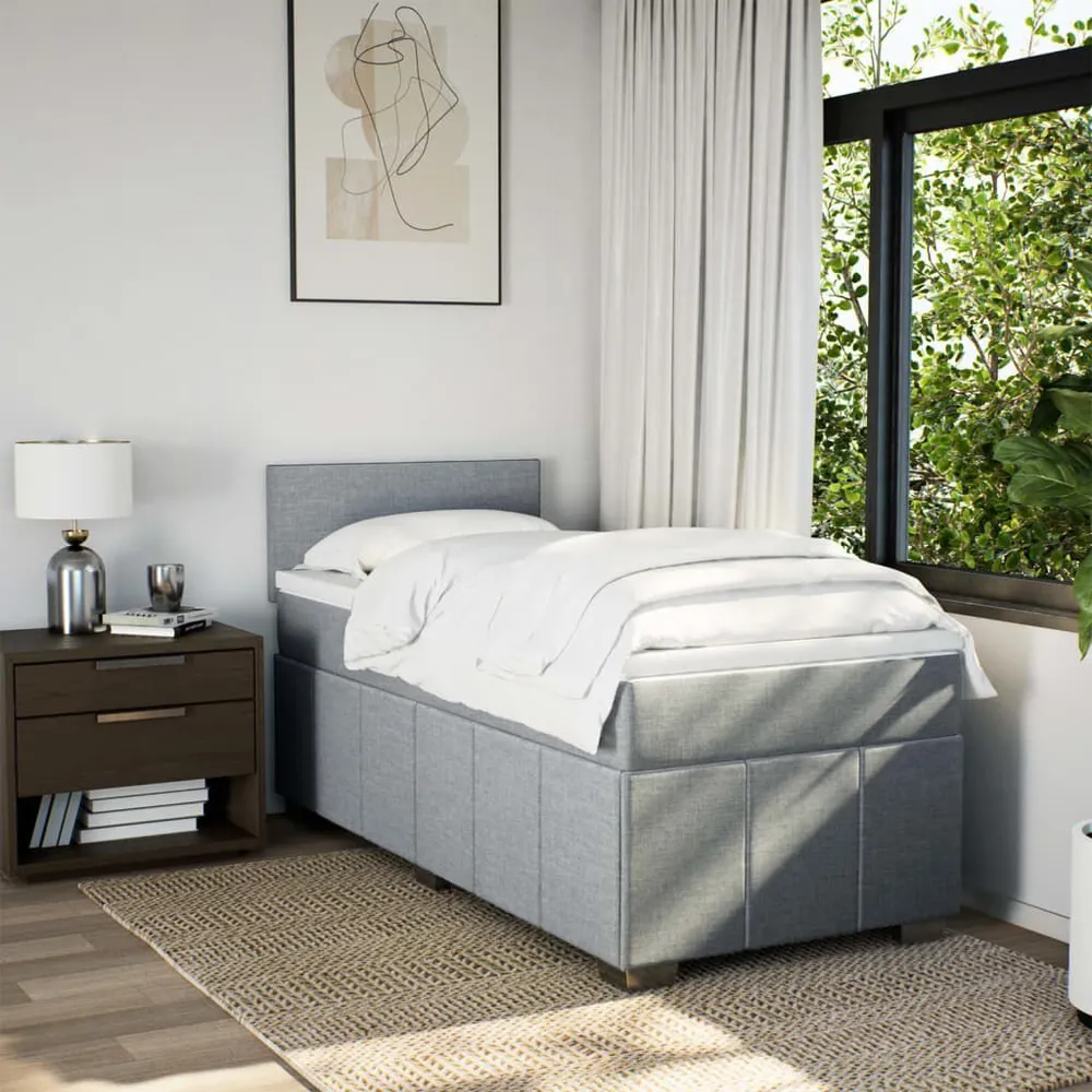 Cama com molasemcolchão 90x190 cm tecido cinzento-claro - 90% Pluma