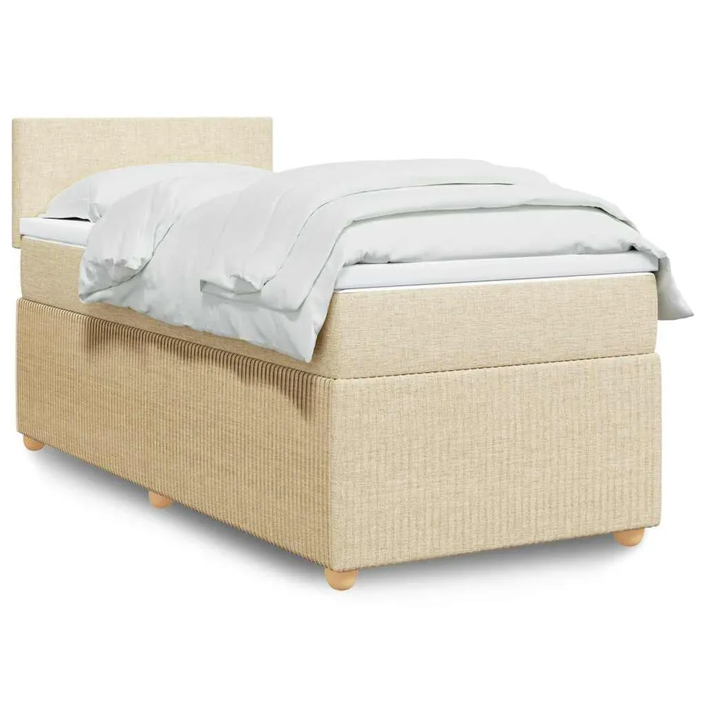 Cama com molasemcolchão 90x190 cm tecido cor creme com Camada Extra