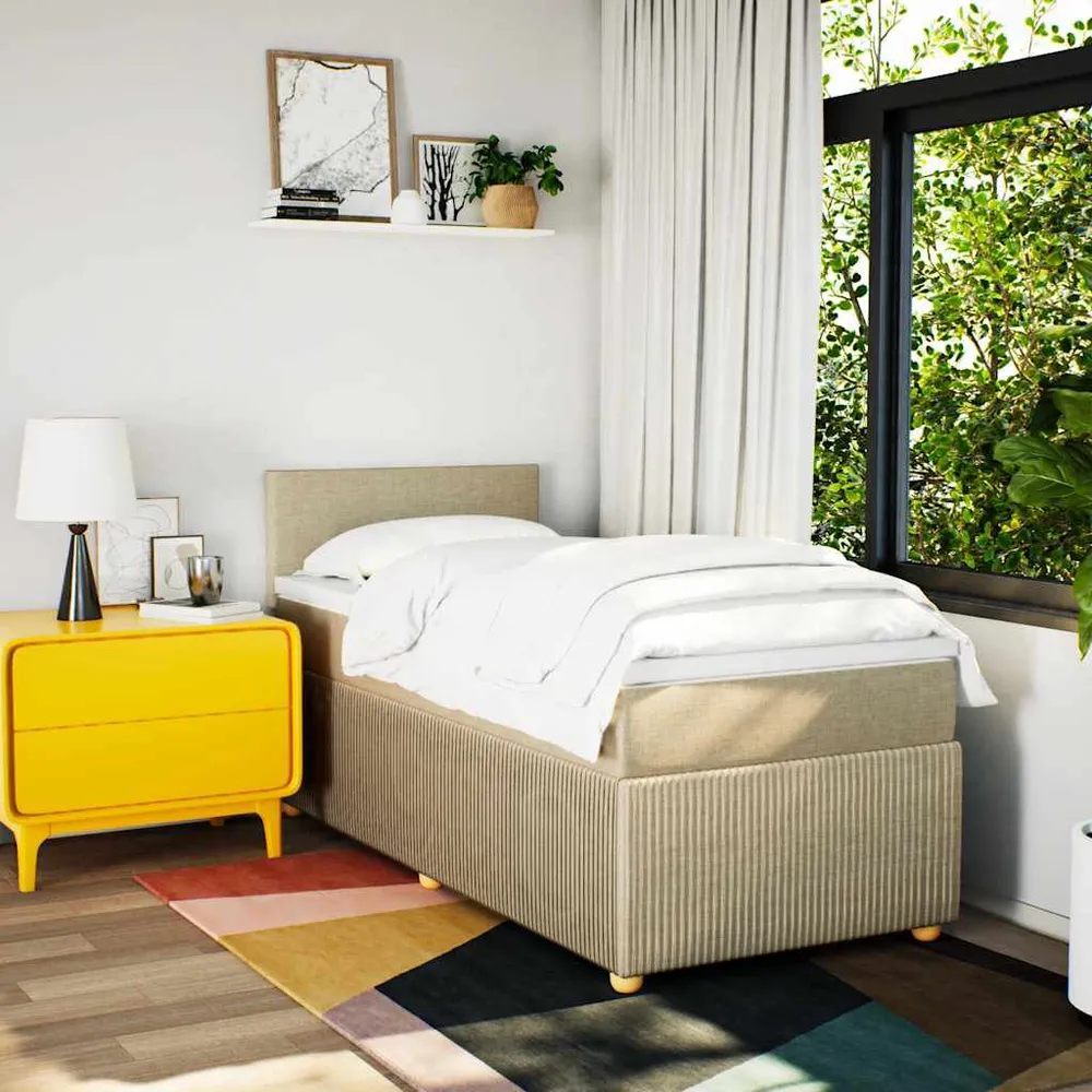 Cama com molasemcolchão 90x190 cm tecido cor creme com Camada Extra