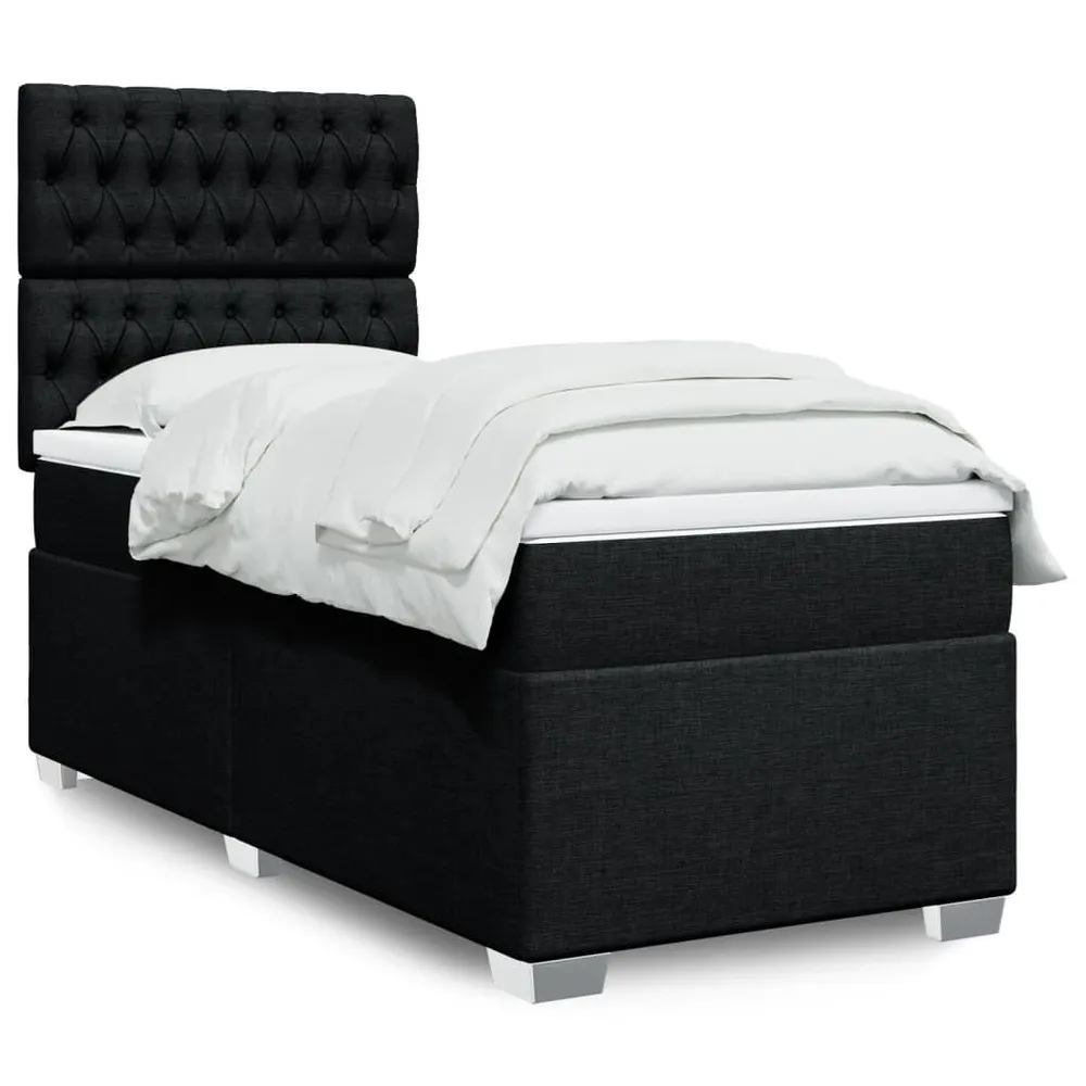 Cama com molasemcolchão 90x190 cm tecido preto para Natal