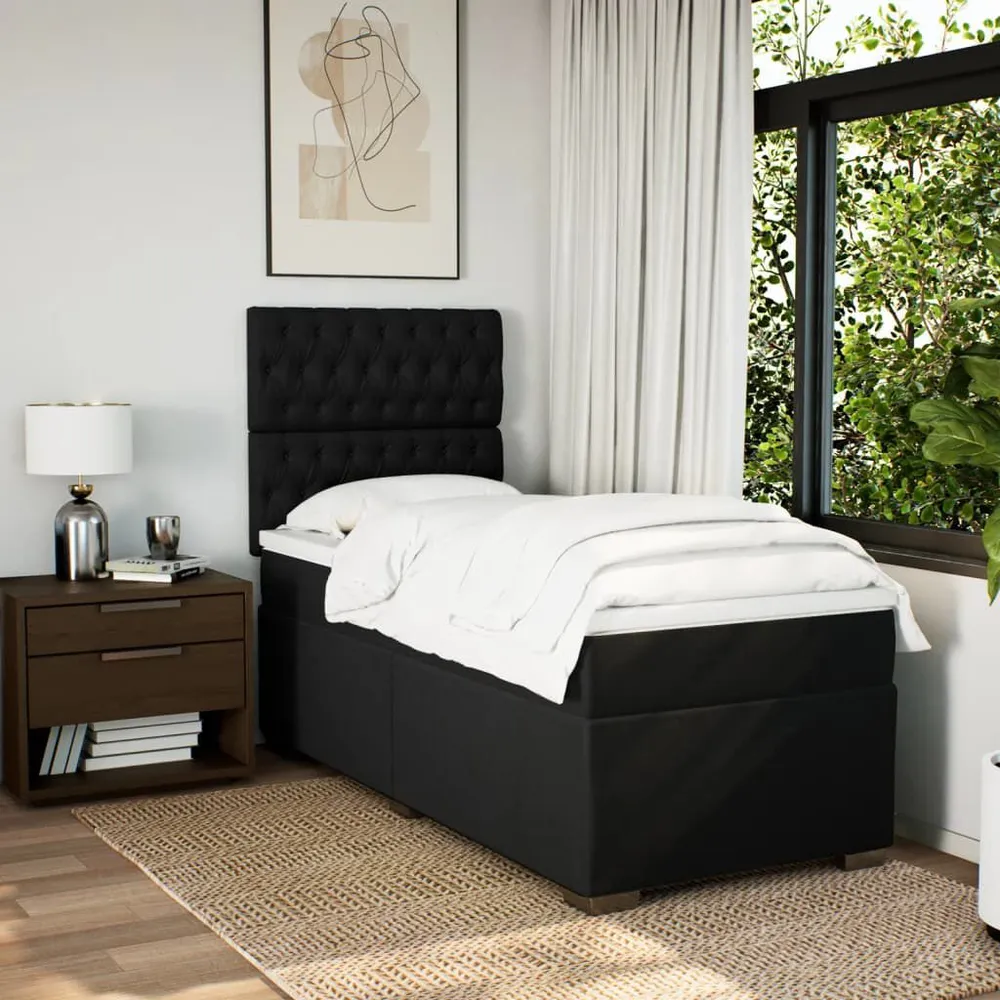 Cama com molasemcolchão 90x190 cm tecido preto para Natal