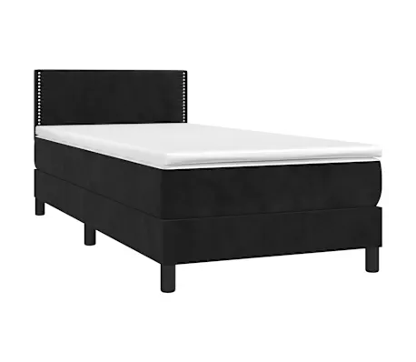 Cama com molasemcolchão 90x190 cm veludo preto - 90% Pluma