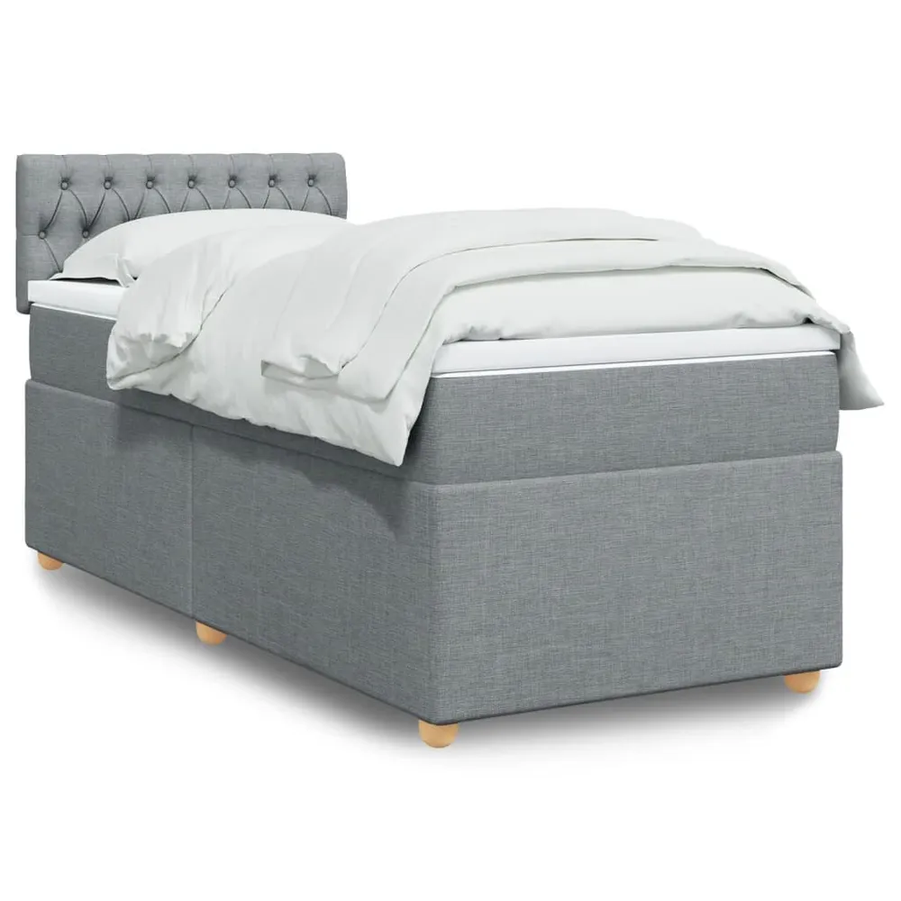 Cama com molasemcolchão 90x200 cm tecido cinza-claro com Capa Inclusa