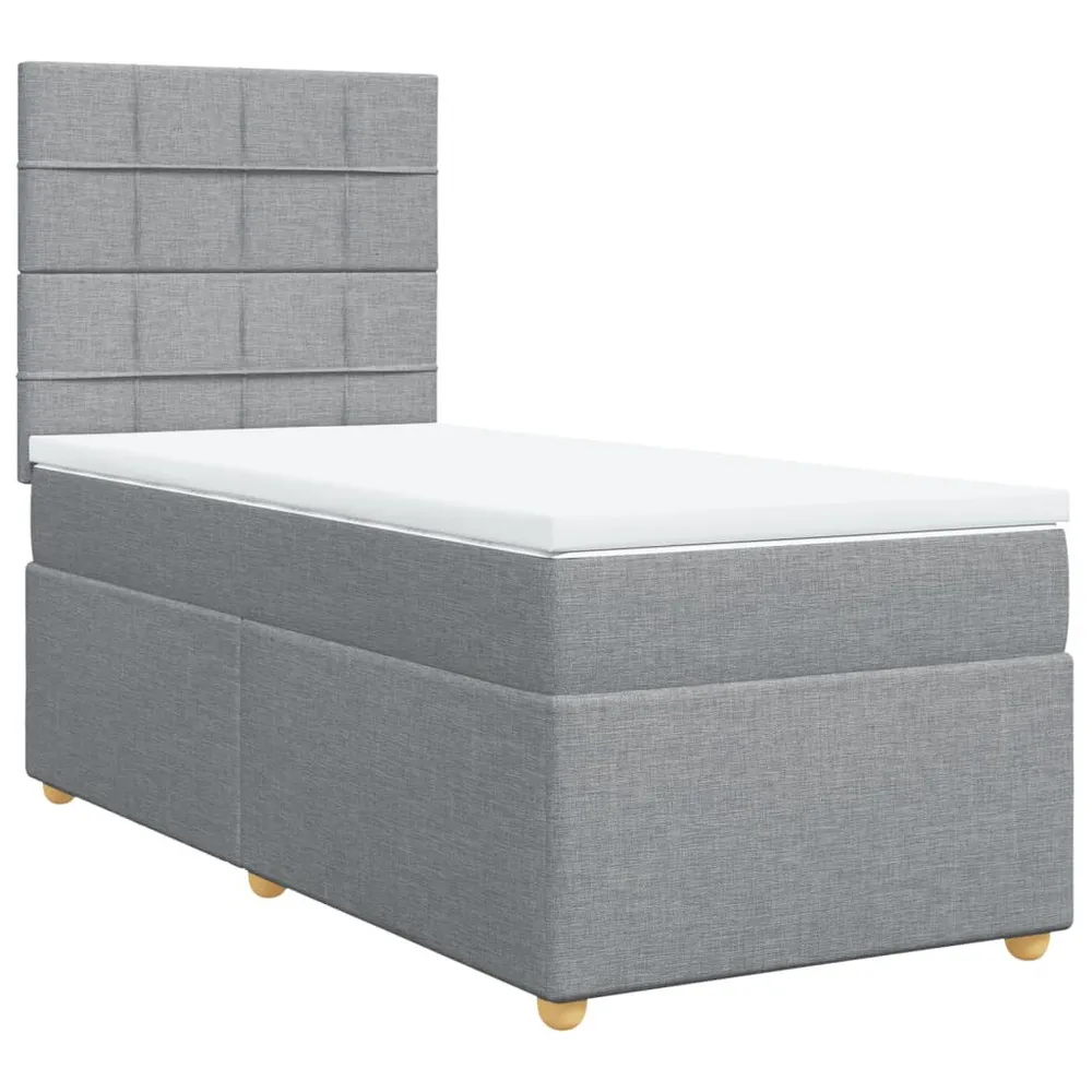 Cama com molasemcolchão 90x200 cm tecido cinza-claro para Conforto Máximo