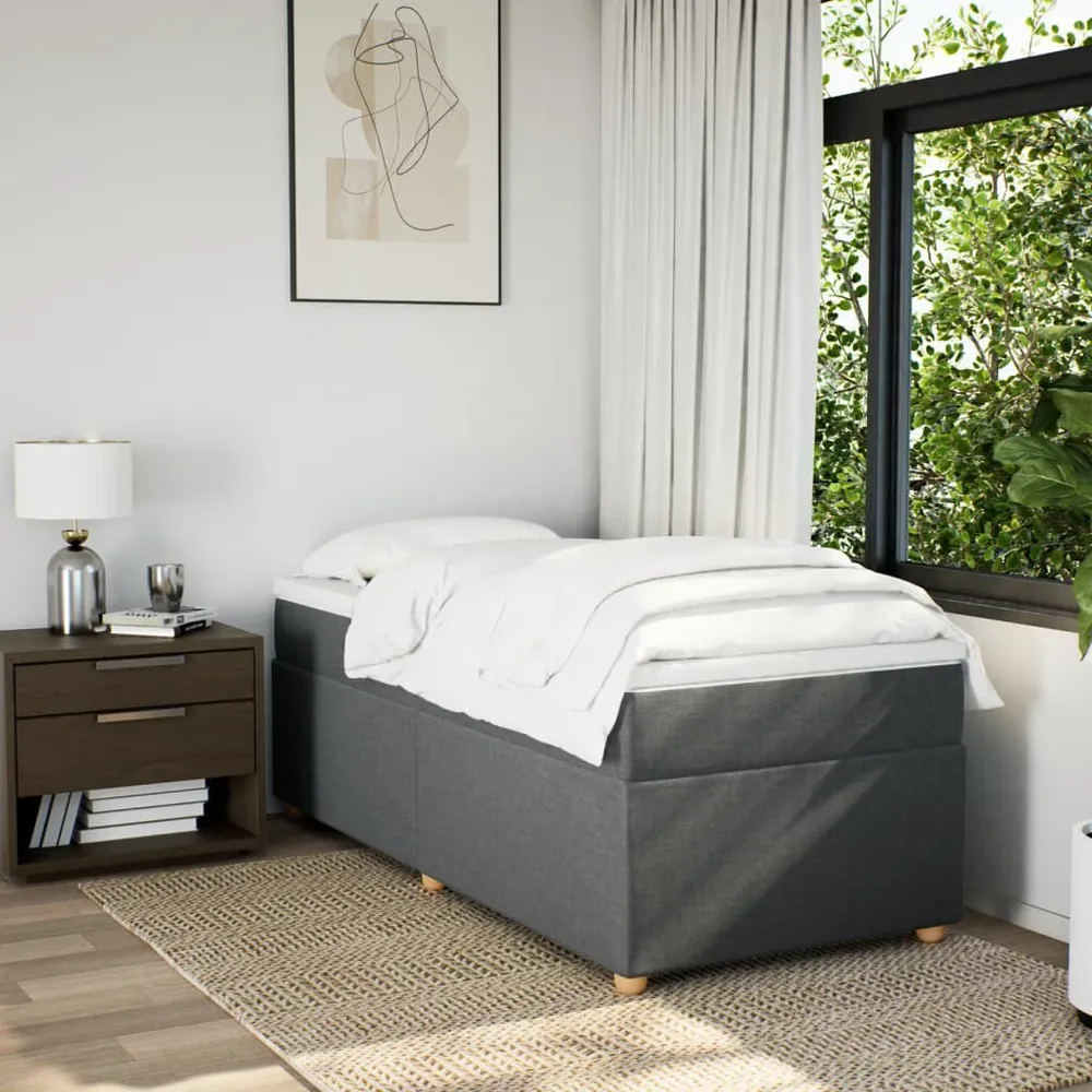Cama com molasemcolchão 90x200 cm tecido cinzento-escuro em Branco Nuvem
