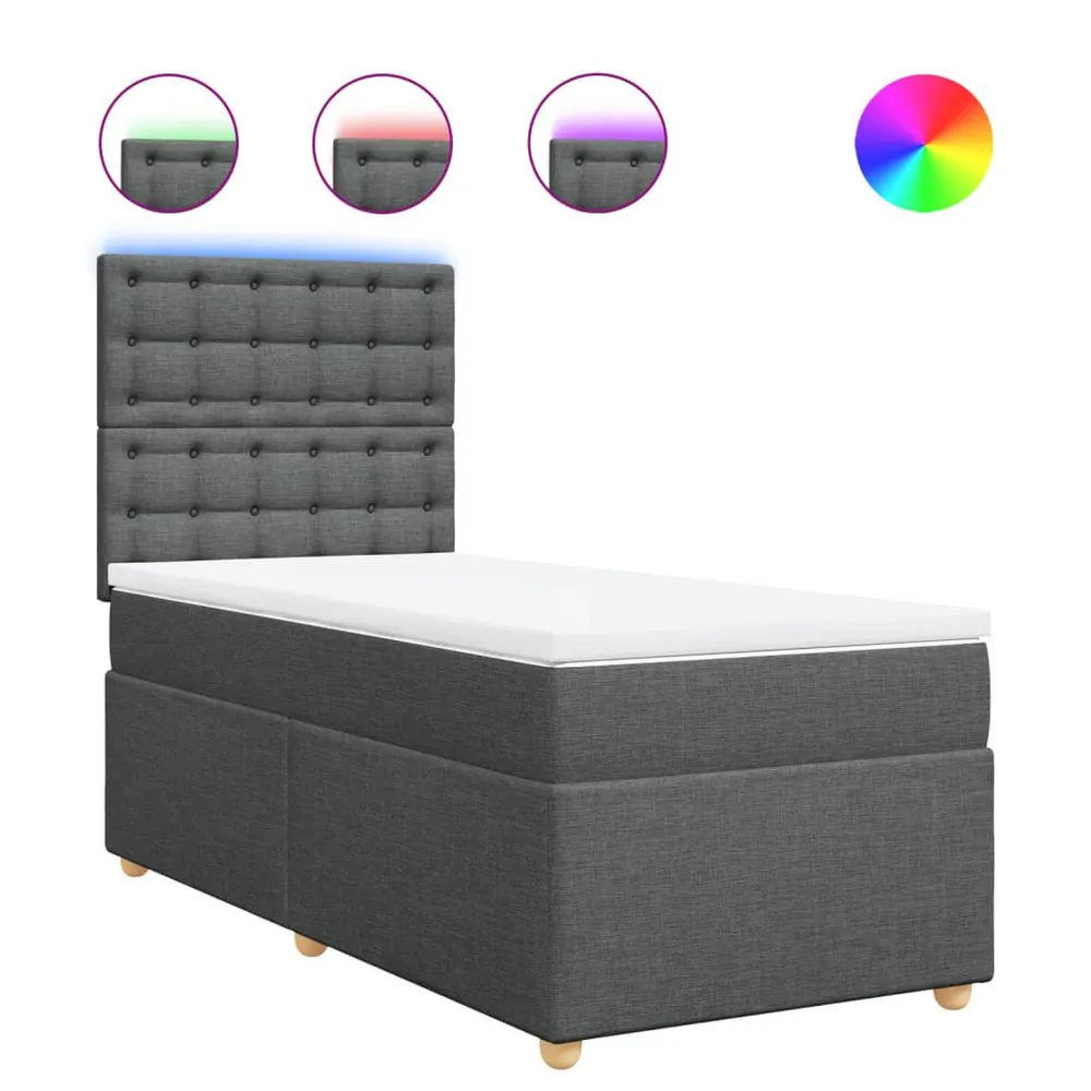 Cama com molasemcolchão 90x200 cm tecido cinzento-escuro | Envio Rápido