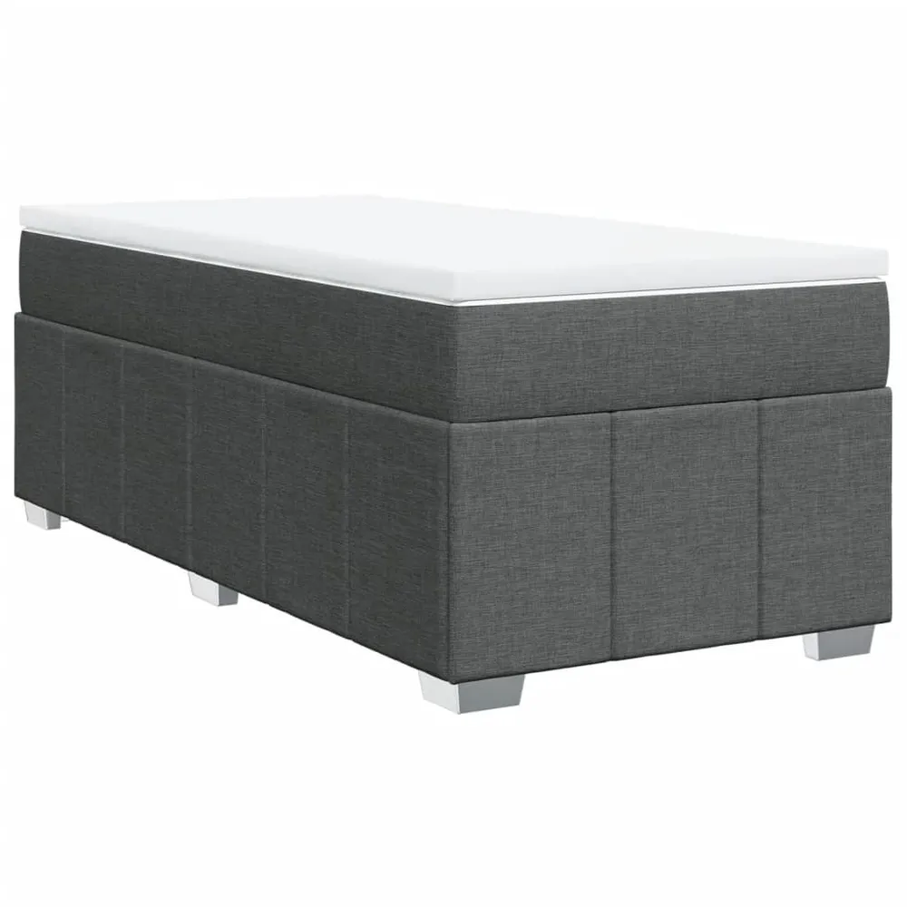 Cama com molasemcolchão 90x200 cm tecido cinzento-escuro | Envio Rápido