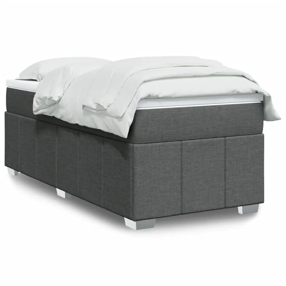 Cama com molasemcolchão 90x200 cm tecido cinzento-escuro | Envio Rápido