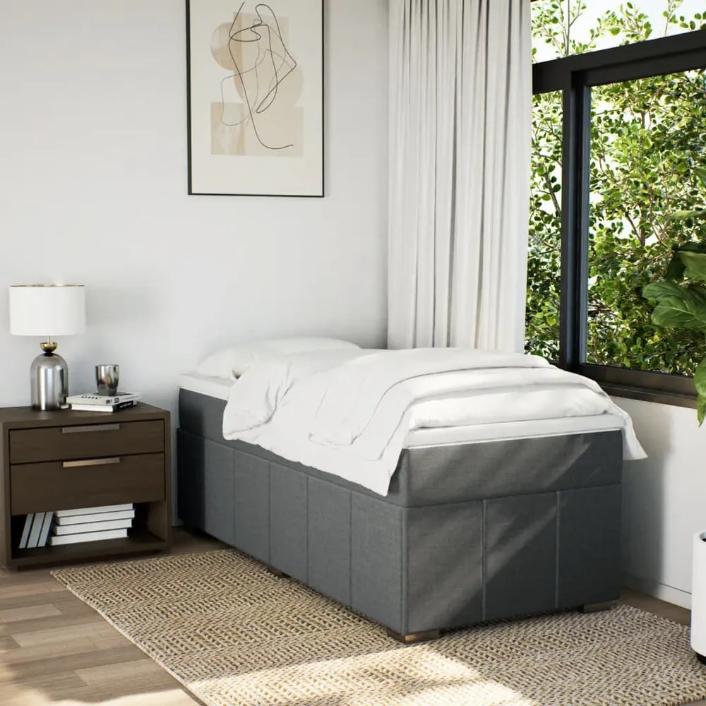 Cama com molasemcolchão 90x200 cm tecido cinzento-escuro | Envio Rápido