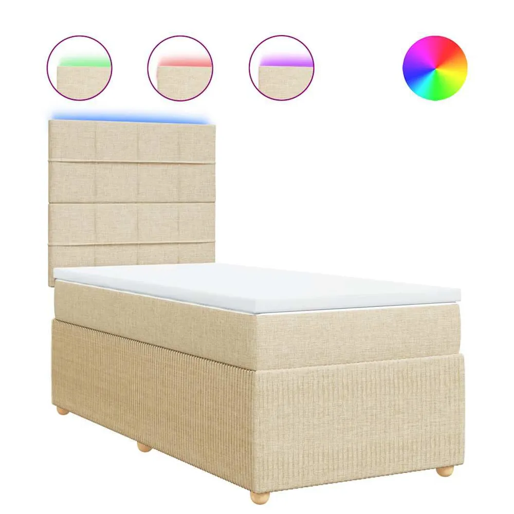 Cama com molasemcolchão 90x200 cm tecido cor crème para Uso Adulto