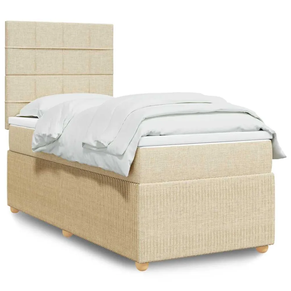 Cama com molasemcolchão 90x200 cm tecido cor crème para Uso Adulto