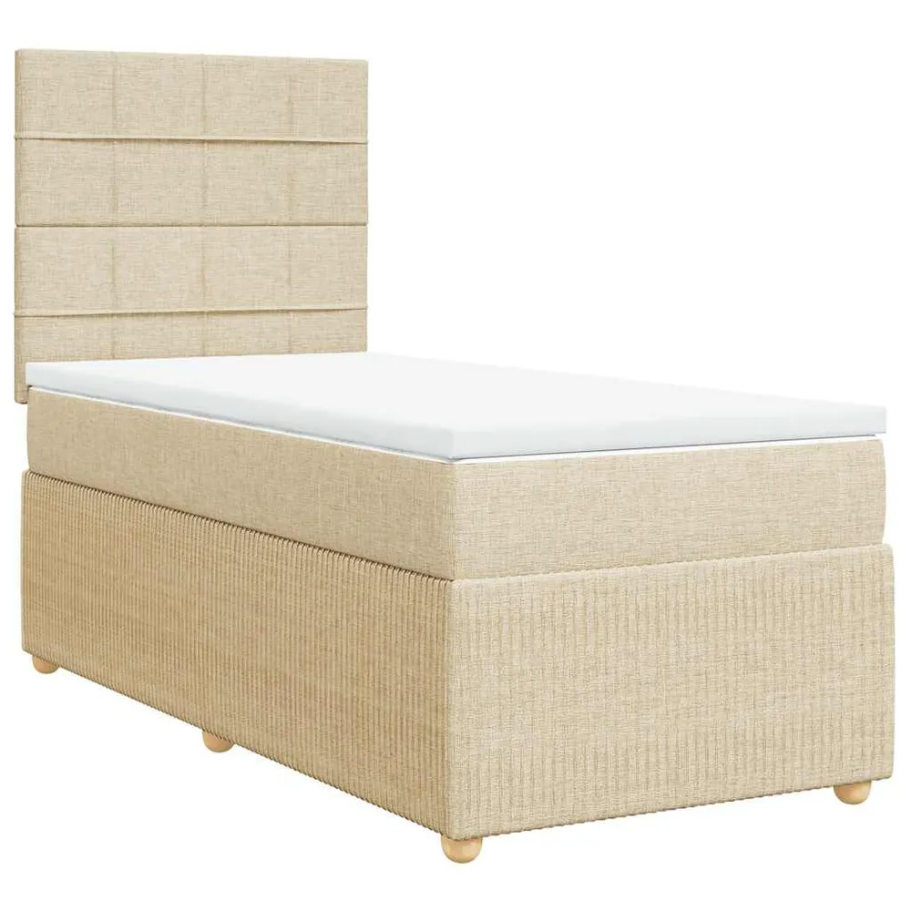 Cama com molasemcolchão 90x200 cm tecido cor crème para Uso Adulto