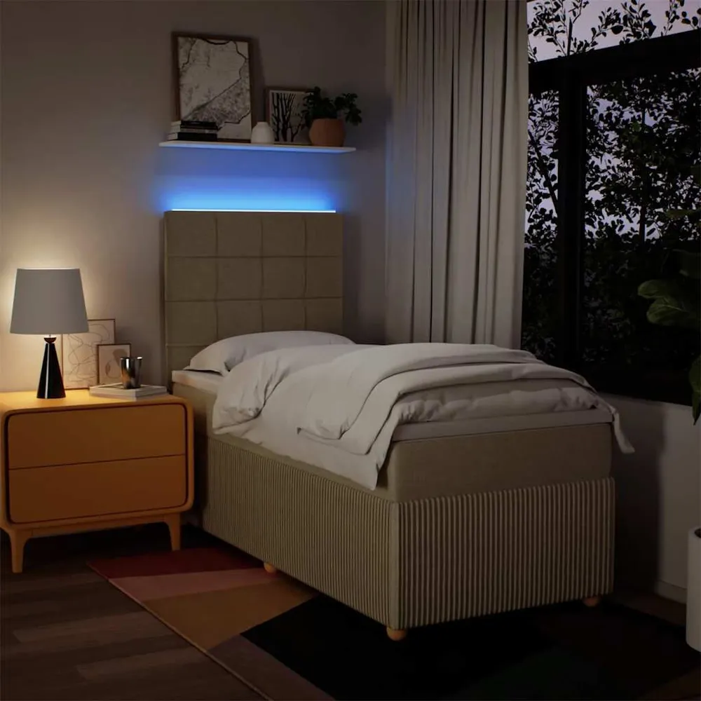 Cama com molasemcolchão 90x200 cm tecido cor crème para Uso Adulto