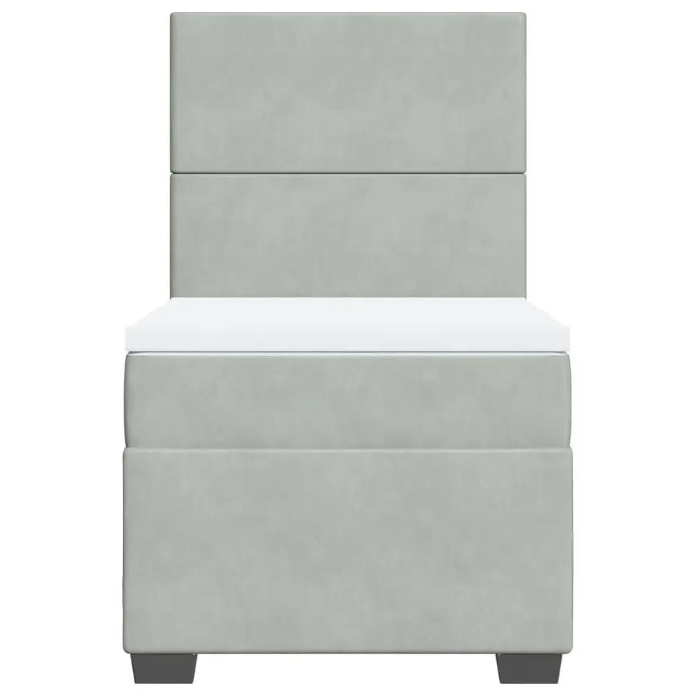 Cama com molasemcolchão 90x200 cm veludo cinza-claro com Certificado de Autenticidade