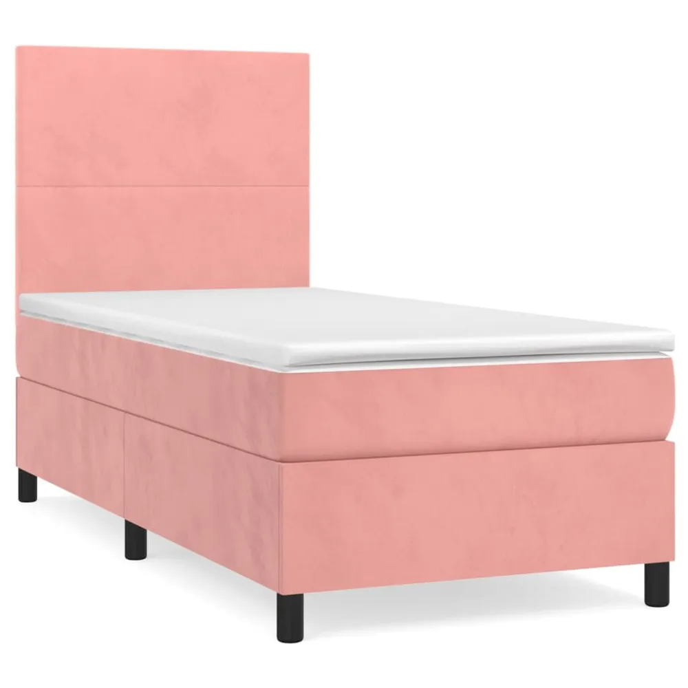 Cama com molasemcolchão 90x200 cm veludo rosa compatible Capa de Edredão