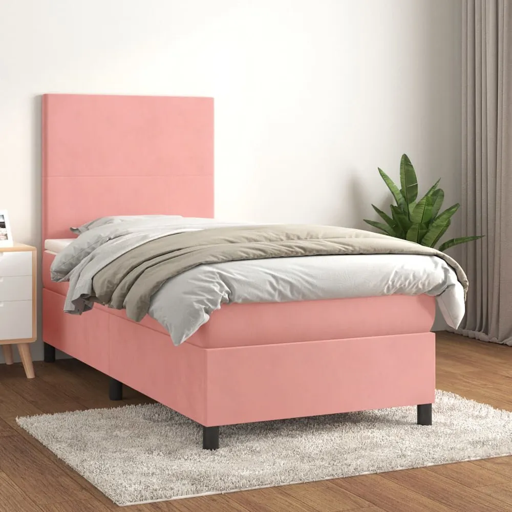 Cama com molasemcolchão 90x200 cm veludo rosa compatible Capa de Edredão