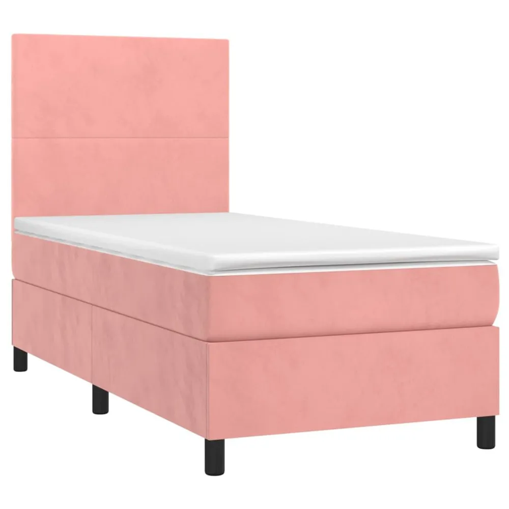 Cama com molasemcolchão 90x200 cm veludo rosa compatible Capa de Edredão