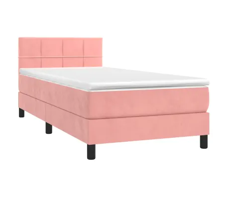 Cama com molasemcolchão 90x200 cm veludo rosa compatible Capa de Edredão