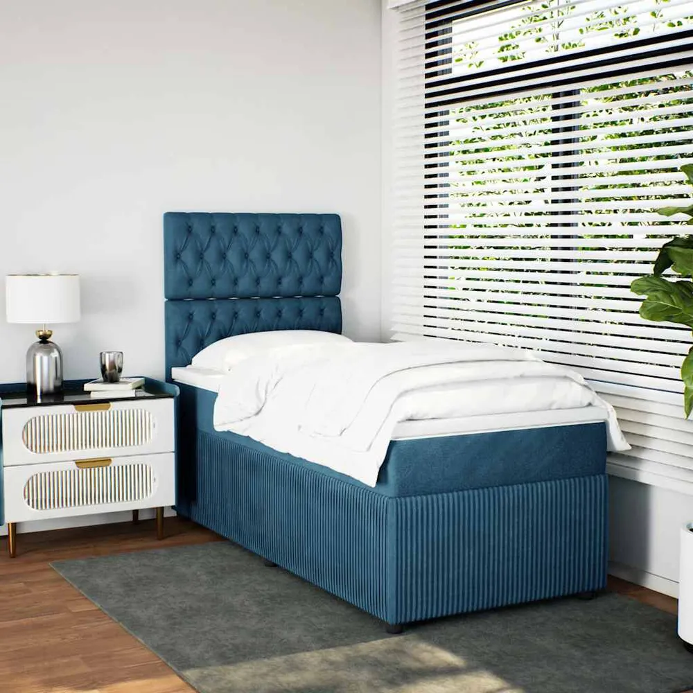 Colcha Acolchoada de Pluma Cama com molasemcolchão 90x190 cm veludo azul-escuro