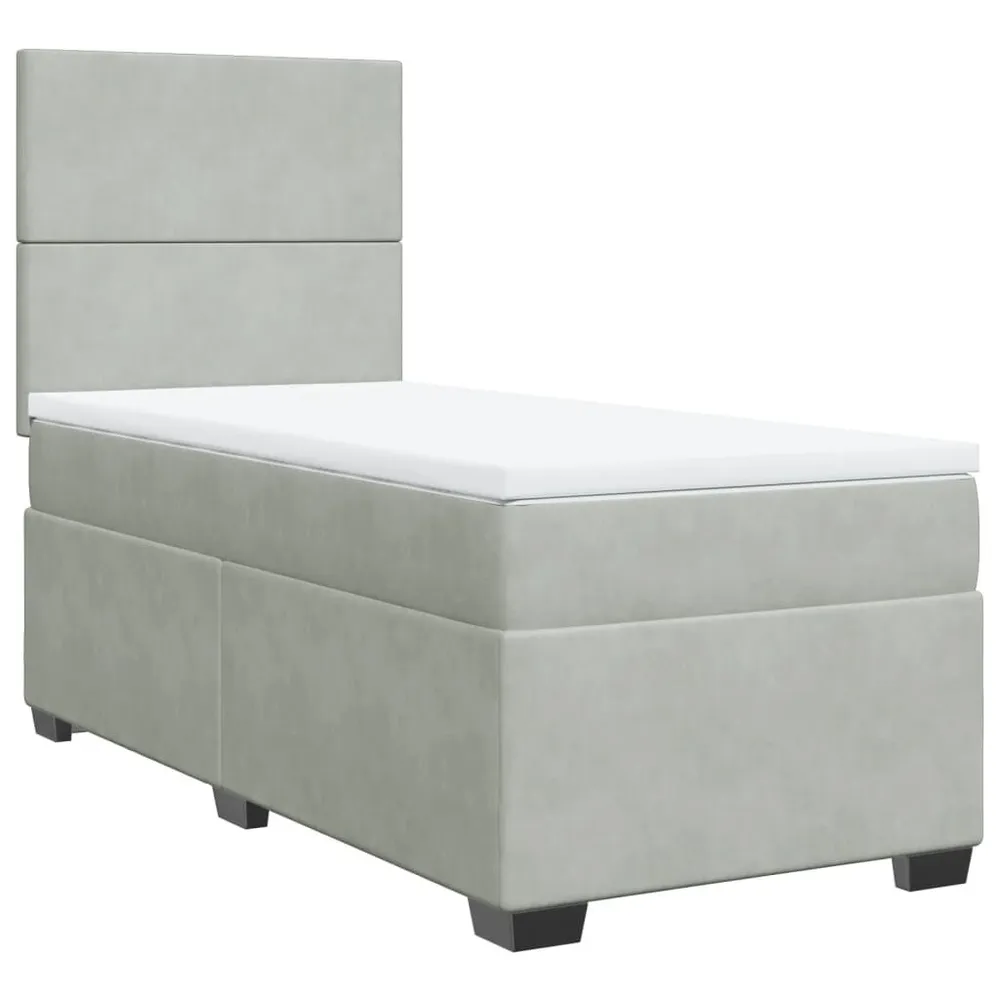 Hipoalergênico Certificado Cama com molasemcolchão 100x200 cm veludo cinza-claro
