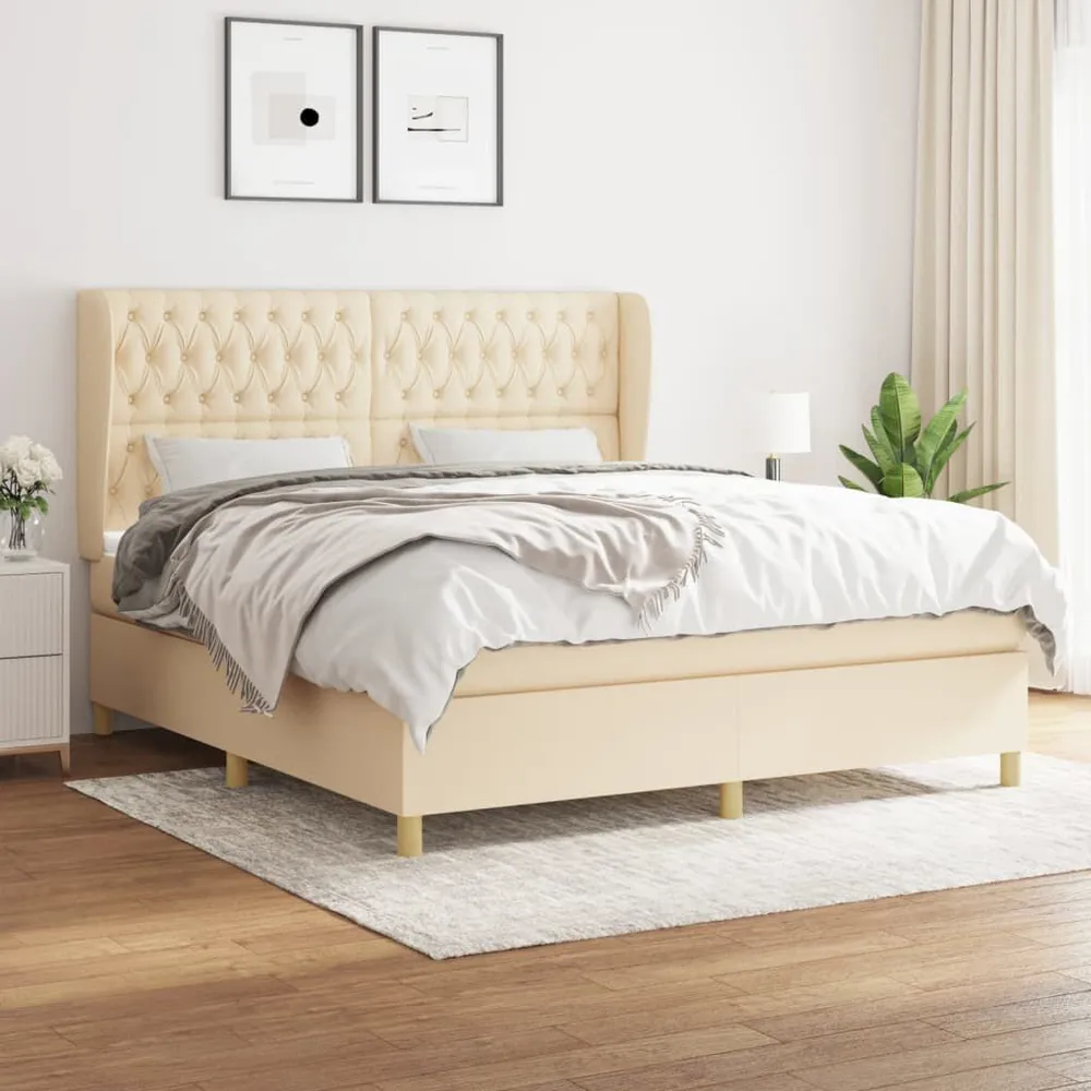Hipoalergênico Certificado Cama com molasemcolchão 180x200 cm tecido cor creme