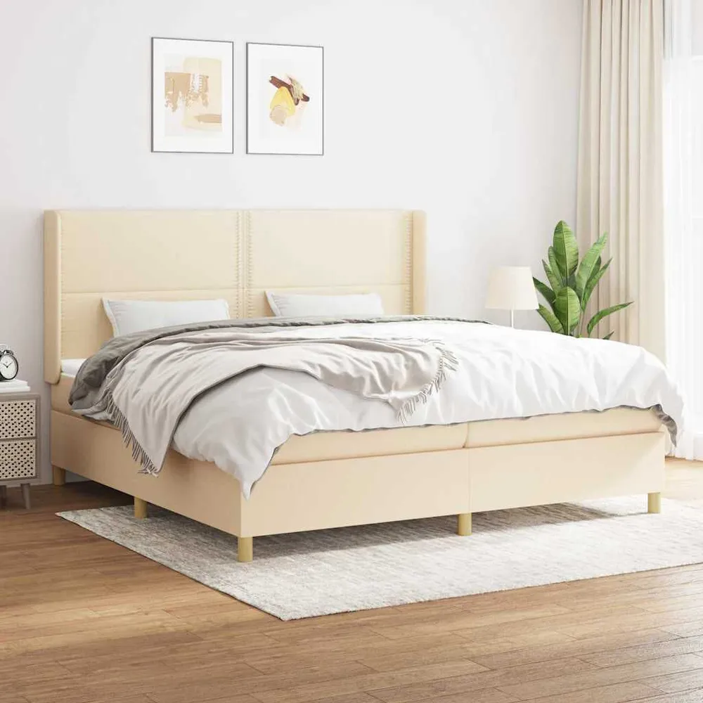 Hipoalergênico Certificado Cama com molasemcolchão 200x200 cm tecido cor creme