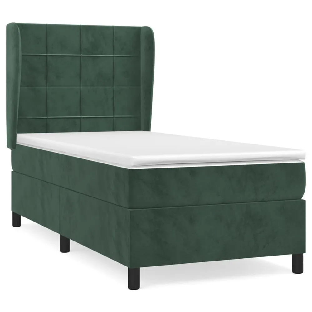 Hipoalergênico Certificado Cama com molasemcolchão 90x190 cm veludo verde-escuro