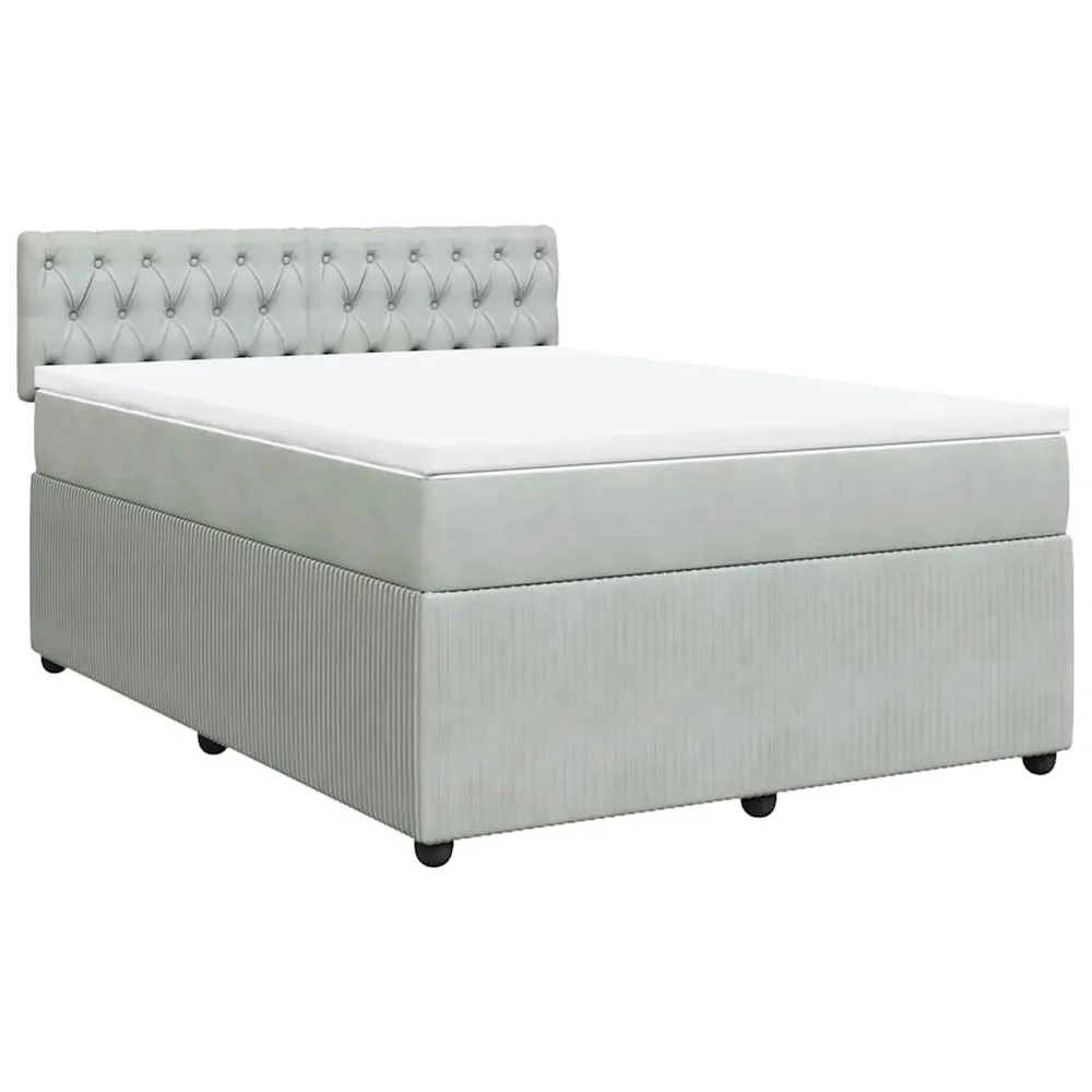 Premium Algodão Egípcio Cama com molasemcolchão 140x200 cm veludo cinzento-claro