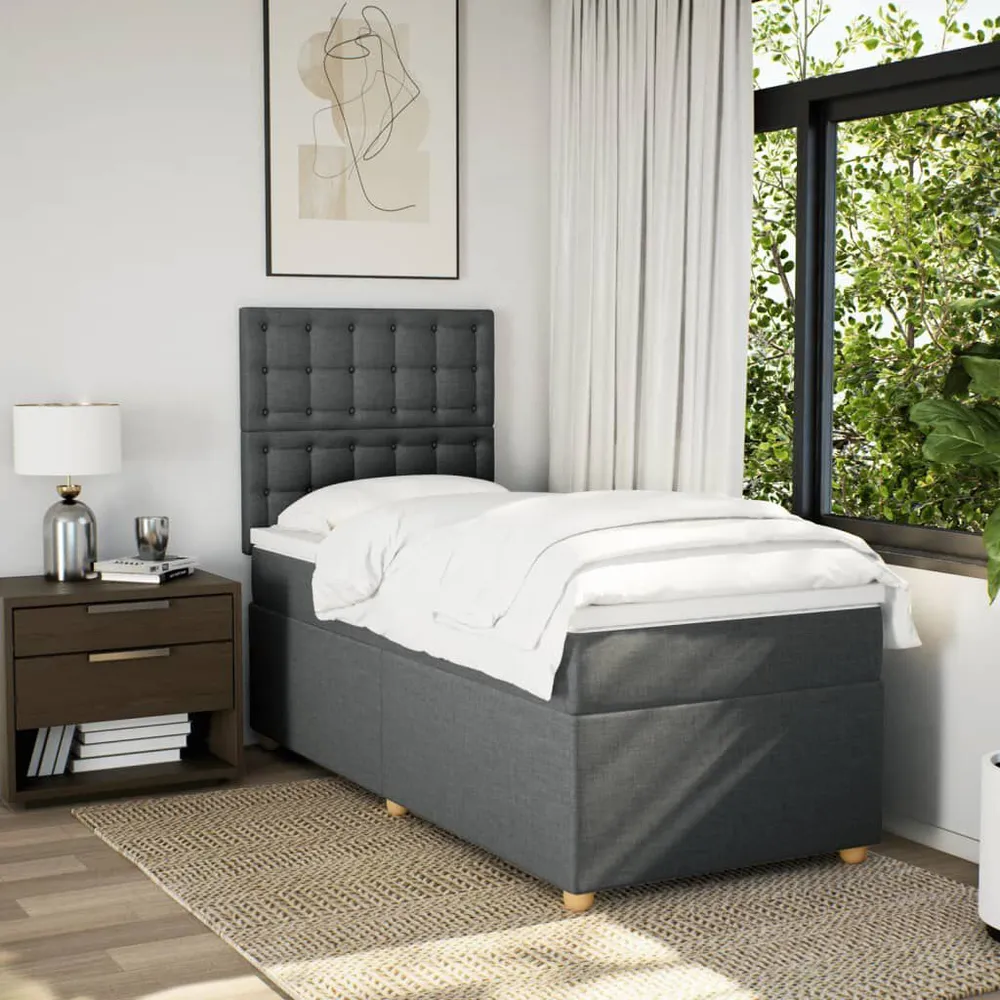Premium Algodão Egípcio Cama com molasemcolchão 90x200 cm tecido cinzento-escuro