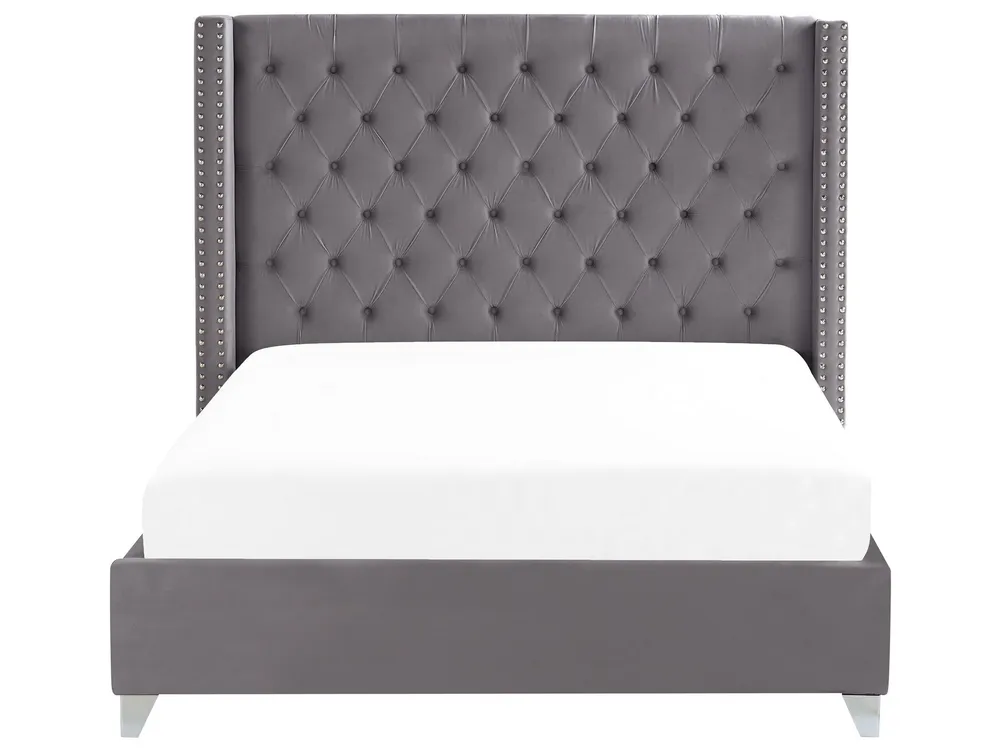 Velvet EU King Size Bed Grey LUBBON