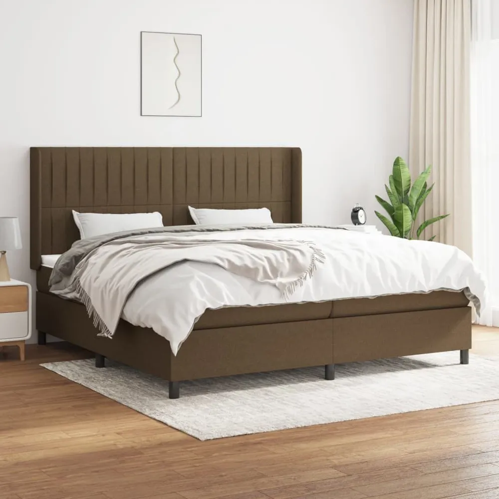 Cama com molasemcolchão 200x200 cm tecido castanho-escuro para Dias Frios
