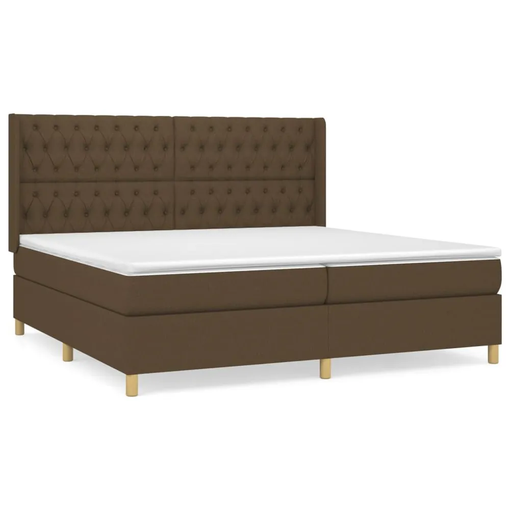 Cama com molasemcolchão 200x200 cm tecido castanho-escuro com Fronhas