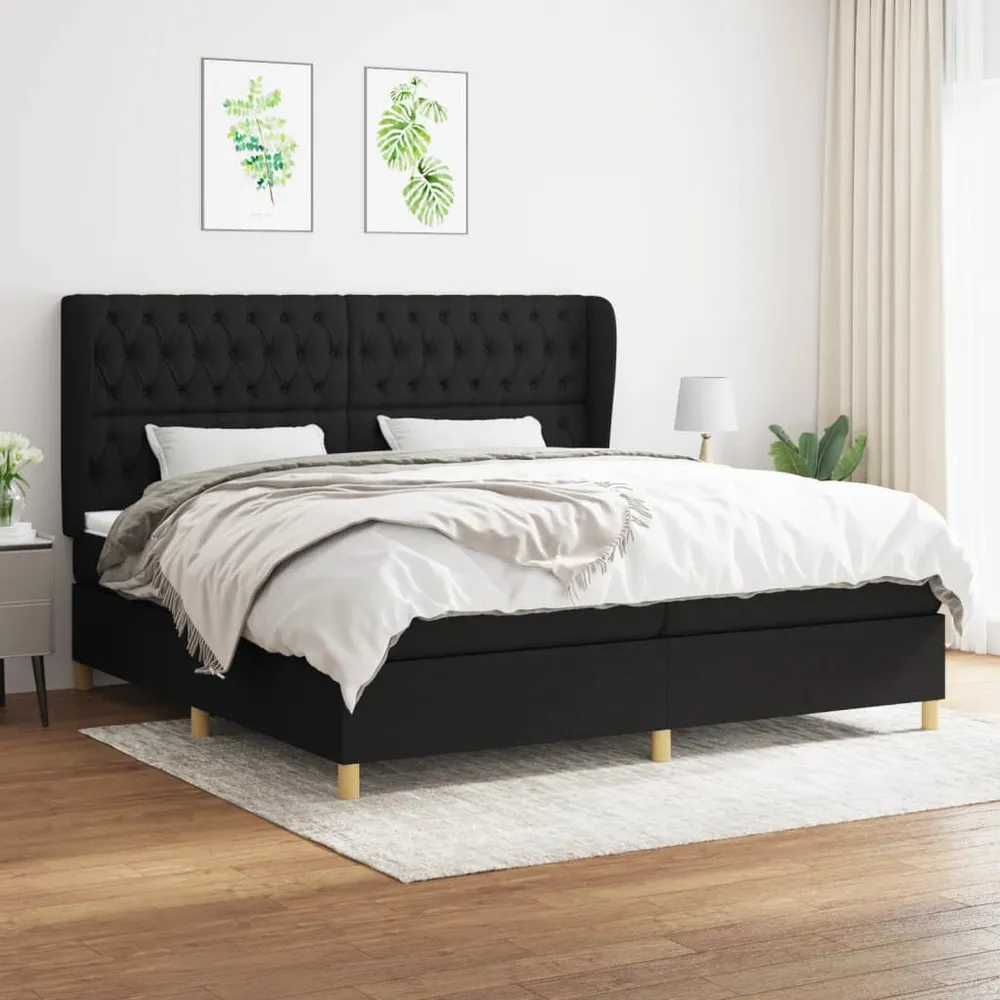 Cama com molasemcolchão 200x200 cm tecido preto com Garantia do Fabricante